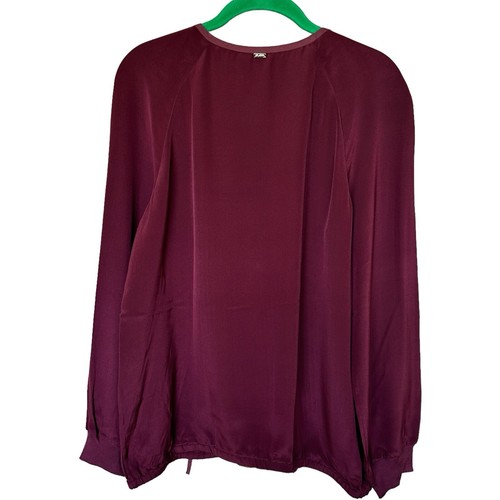 Giacca seta St. John taglia M bordeaux manica lunga tasche frontali zip intera - Foto 3 di 12