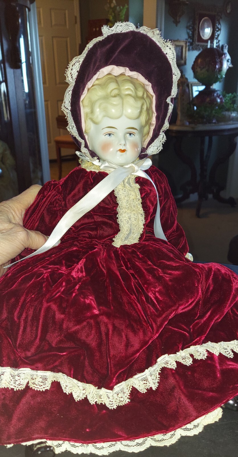 Large Antique Bisque China Head Doll 21" Cloth Body Blonde ABG Type Face eBay
