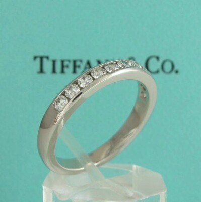 TIFFANY Platinum 3mm Half Circle Diamond Wedding Band