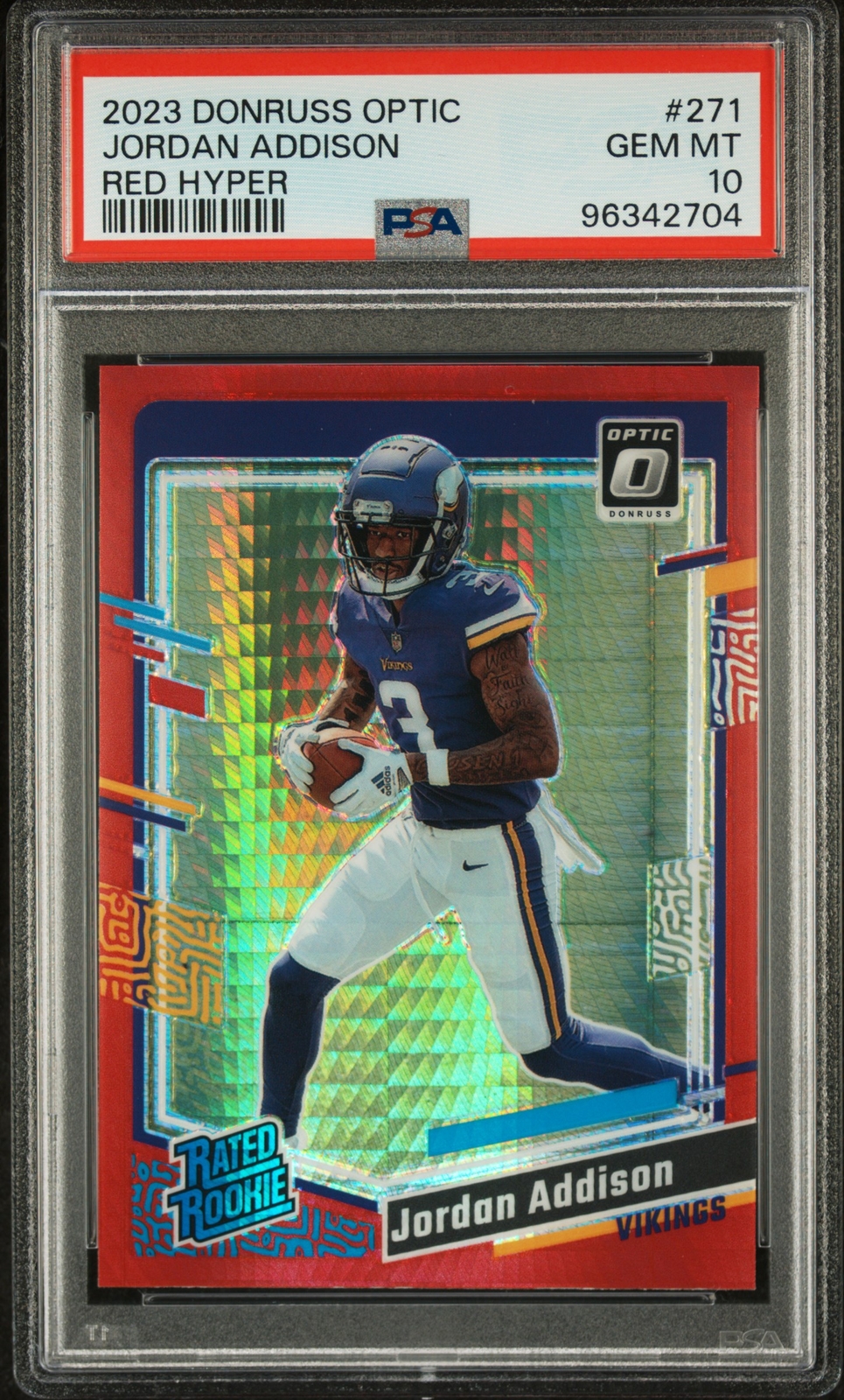 Addison Saley Rice Jordan Addison 2023 Optic #271 Red Hyper Price Guide - Sports Card Investor