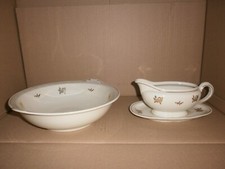 ZEH SCHERZER Bavaria Sauciere und Sch&uuml;ssel mit Goldrand Porzellan