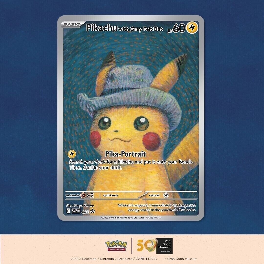 Pikachu With Grey Felt Hat 085 Promo Card Pokemon Van Gogh Pikachu With Grey Felt Hat 085 Promo Card Pokemon Van Gogh