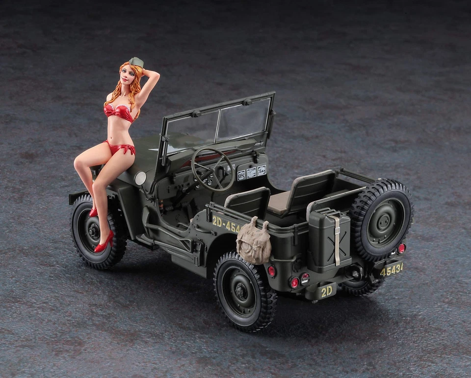 1/4 T. 4 X 4 Truck Mit Frau 1:24 Plastic Model Kit HASEGAWA - Immagine 2 di 4