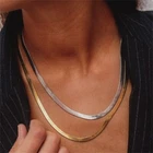2 Colors Women Men 2-5mm Stainless Steel 18k Gold Plated Herringbone Snake Chain