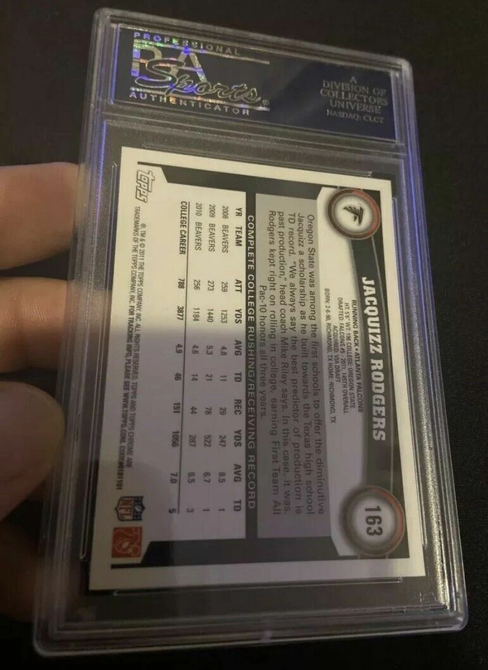 2011 topps chrome #163 jacquizz rodgers pSA 9 rookie Card Falcons Pop 1 Of 1 - Image 2 of 2