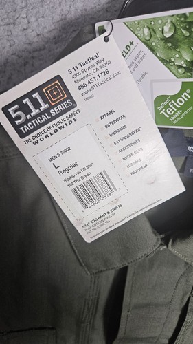 5.11 Tactical Series 72002-190-L-R TDU Mens Olive Green Long Sleeve Shirt Size L - Picture 3 of 11