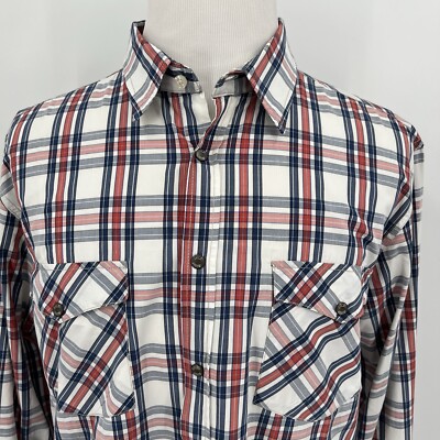 JACHS Shirt Co Men's Casual Snap Up Shirt XX Large 2XL Plaid Blue Red