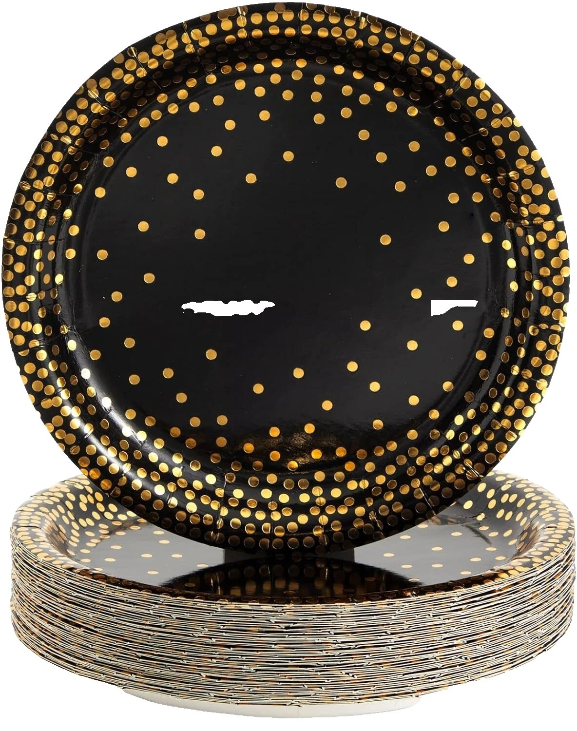 Placas de fiesta negro de lunares