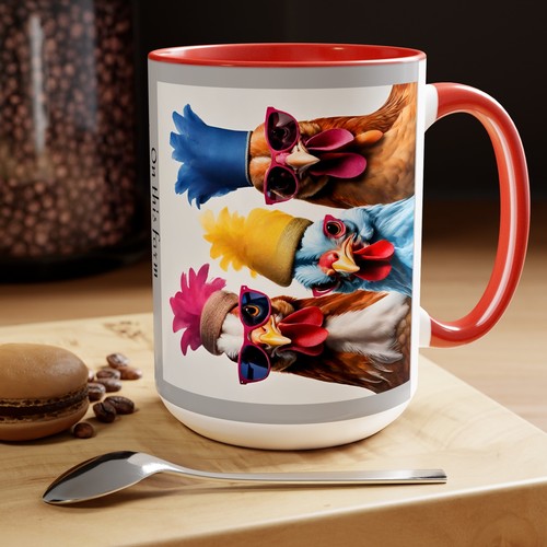 Taza de pollo - The Chicks Come First Mug, regalo para amantes del pollo, taza de dos tonos, 15 oz - Imagen 6 de 9