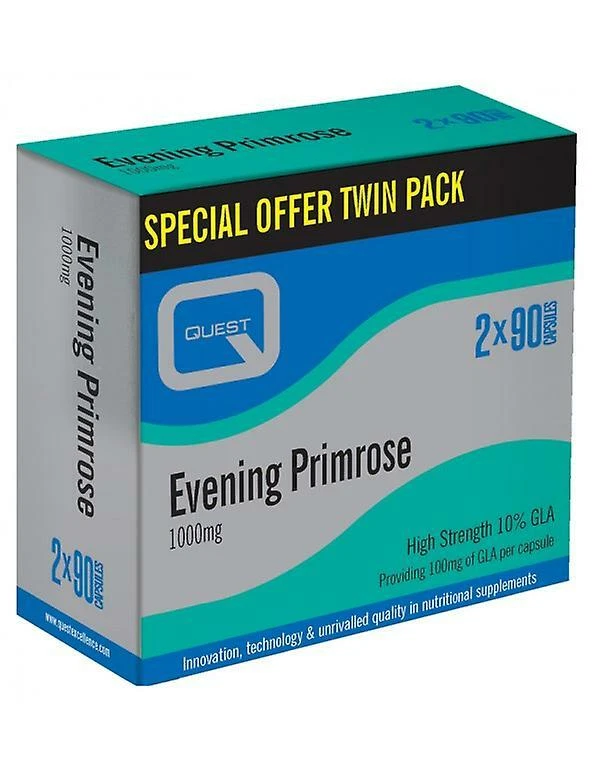 Quest Vitamins Evening Primrose Oil 1000mg (Twin Pack 2X90 Capsules) 180 Caps
