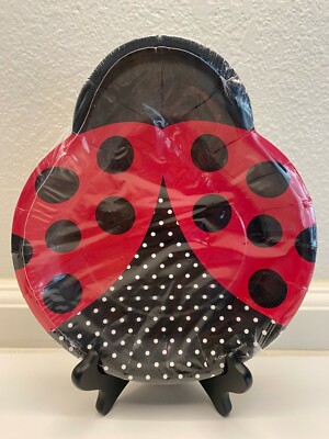 Creative Converting ''Ladybug Fancy'' Ladybug Shaped Paper Dinner Plates 8 ct 9.5''