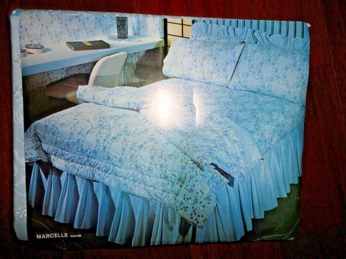 VINTAGE CANNON MONTICELLO BLUE FLORAL MARCELLE SKETCH (1) FULL FLAT SHEET 81X96 - Picture 3 of 7