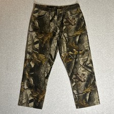 Vintage Pro Gear Faded Camo Wide Leg Hunting Pants 35 USA Made Patchwork Baggy