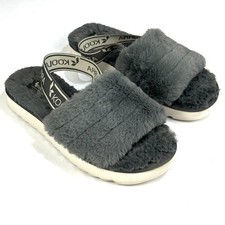 Koolaburra by UGG Women's Gray Faux Fur Slingback Slide Slippers Platform Sole