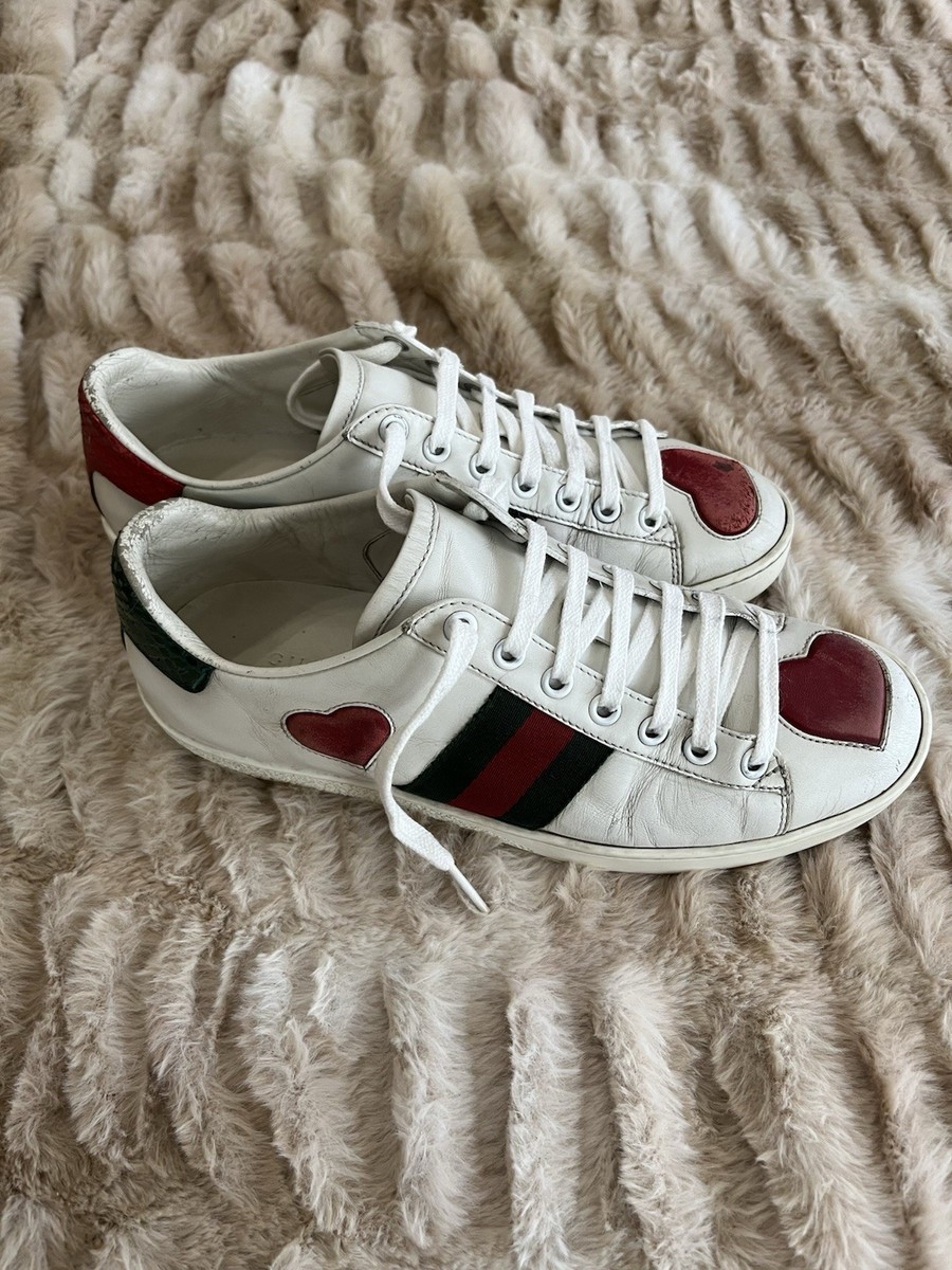 Gucci Ace Women's Sneakers with Heart Appliqué - Size 37 US7 | eBay