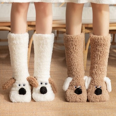 Cute Cosy Fluffy Warm Fleece Socks Bed Animal Anti-Slip Womens Girls Ladies