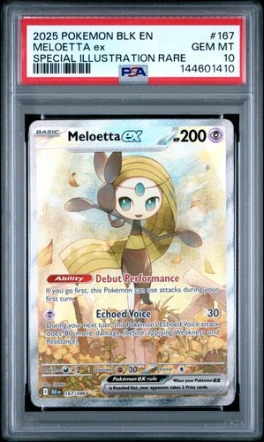 2025 POKEMON BLK EN-BLACK BOLT SPECIAL ILLUSTRATION RARE #167 MELOETTA EX PSA 10