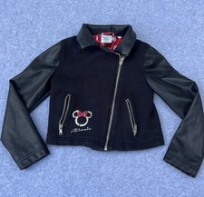 Disney Minnie Mouse Girls Black Moto Faux Leather Jacket 5/6 - E61
