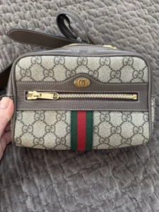 Sac banane toile beige Gucci GG Supreme monogramme Ophidia Meidum 574796