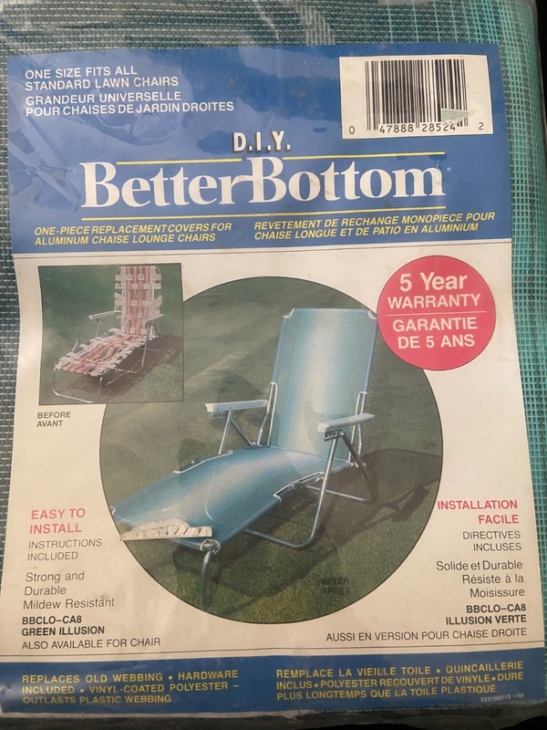NOS  Phifer Better Bottom One Piece Replacement Cover Chaise Lounge Green Illusi