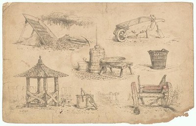 Photo:London England 1813 S J Fuller Farm and Mining Vignettes Print