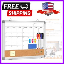 Small Monthly Dry Erase Calendar Whiteboard for Wall, 16" x 12" Double-Sided ...