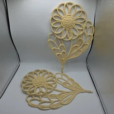 Vintage 1978 Burwood Products MCM Flower Wall Hangers #2198 - Set Of 2 
