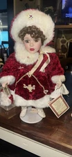Christmas Handmade And Hand Painted Ice Skating Porcelain Doll With Stand