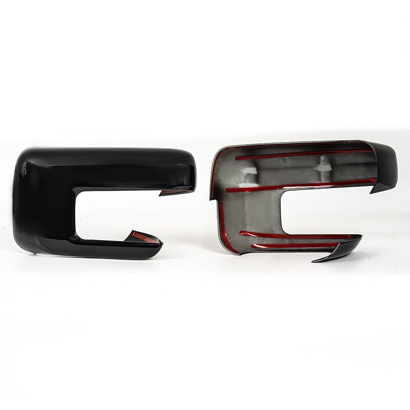 2X Gloss Black Side Door Mirror Cover 21-24 For Ford F150 W/Turn Signal Hole