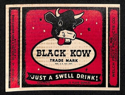 Black Kow Drink Label - Chocolate Flavored Welch Fruit Products, Chicago (#1)