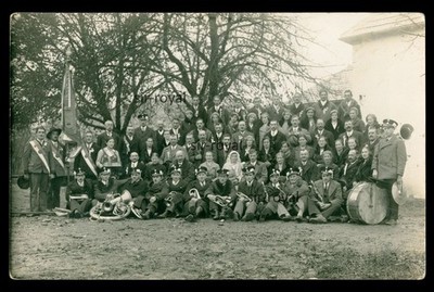 Minstrel train wind orchestra musicians around 1930 photo postcard 14x9cm