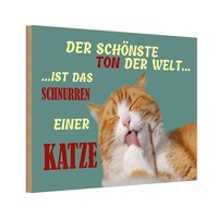 Holzschild 12X18 Cm SchöNste Ton Ist Katzenschnurren Tier Haustier Deko Geschenk
