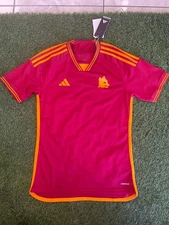 adidas Men's AS Roma Home Jersey 23/24 - Burgandy/Orange