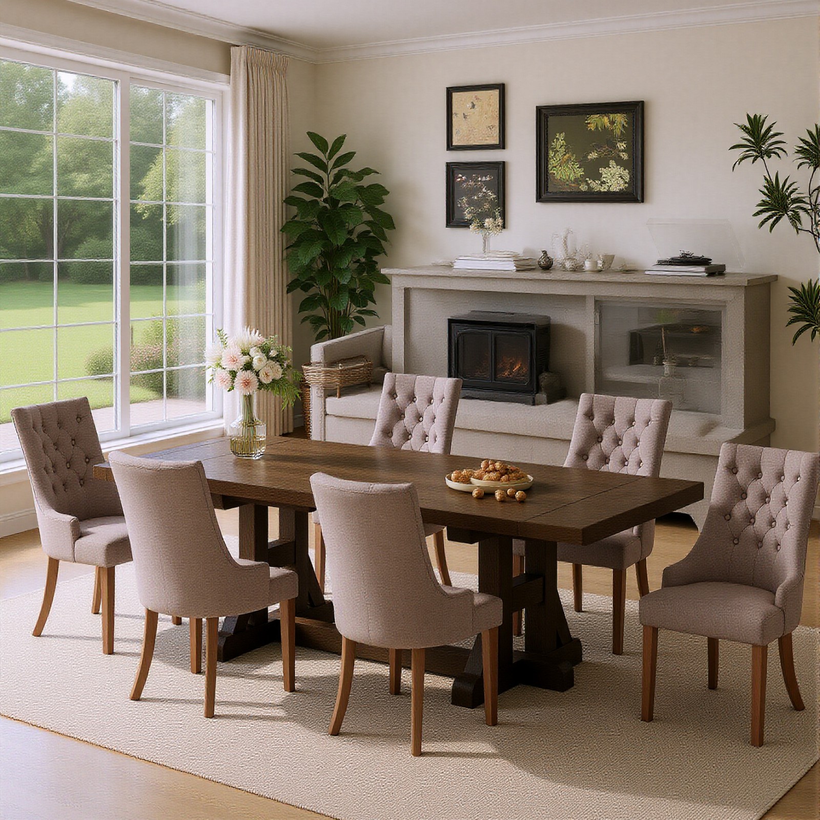 Dining Chairs Set of 2/4/6,Dining Room Chairs Elegant Design Fabric Uphol