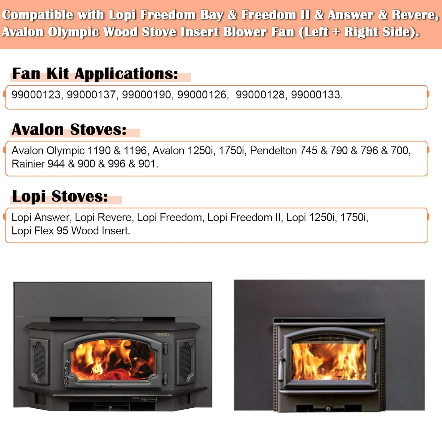 Lopi Freedom Bay II Replacement Blower Motor for Wood Stove Inserts