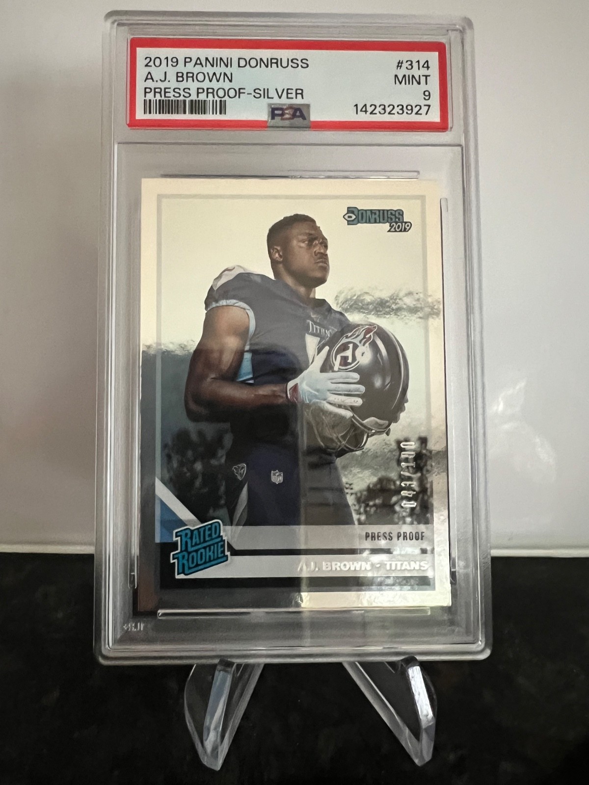 2019 Panini Donruss Rated Rookie A.J. Brown #314 Press Proof Silver 43/100 (RC)