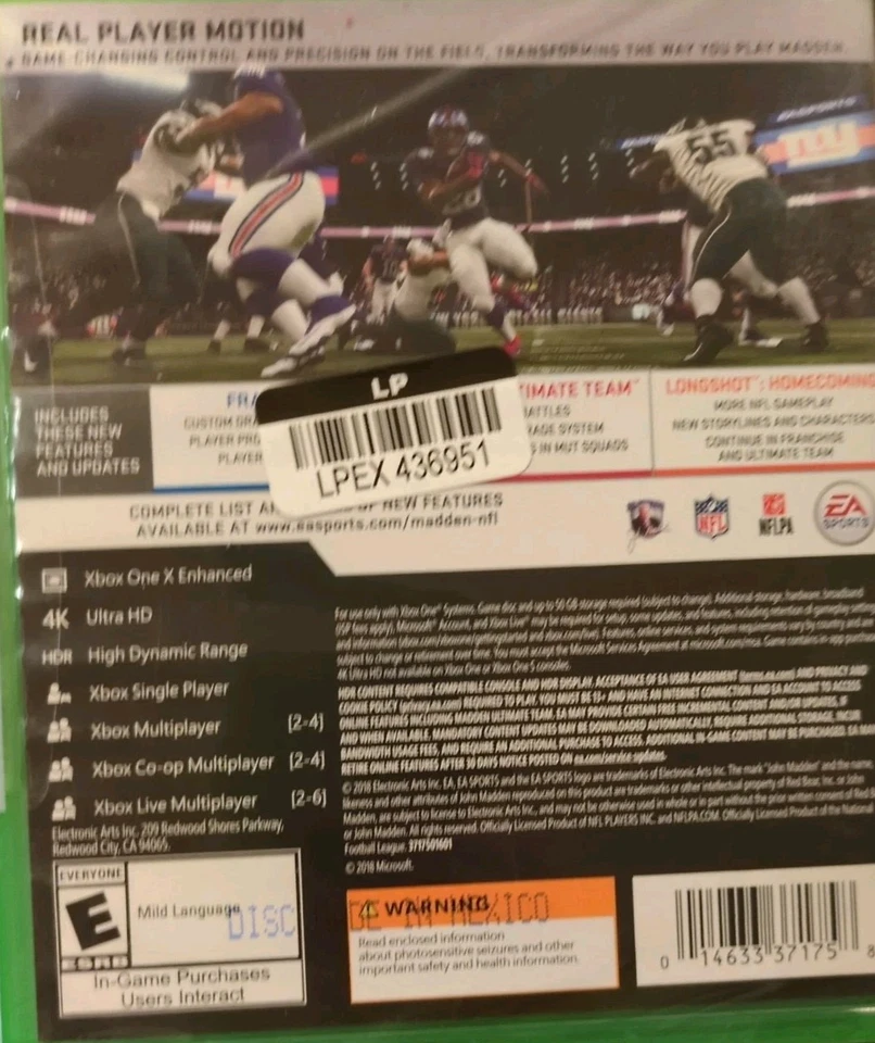 Madden NFL 19 (Microsoft Xbox One) NEW SEALED - Image 2 of 2