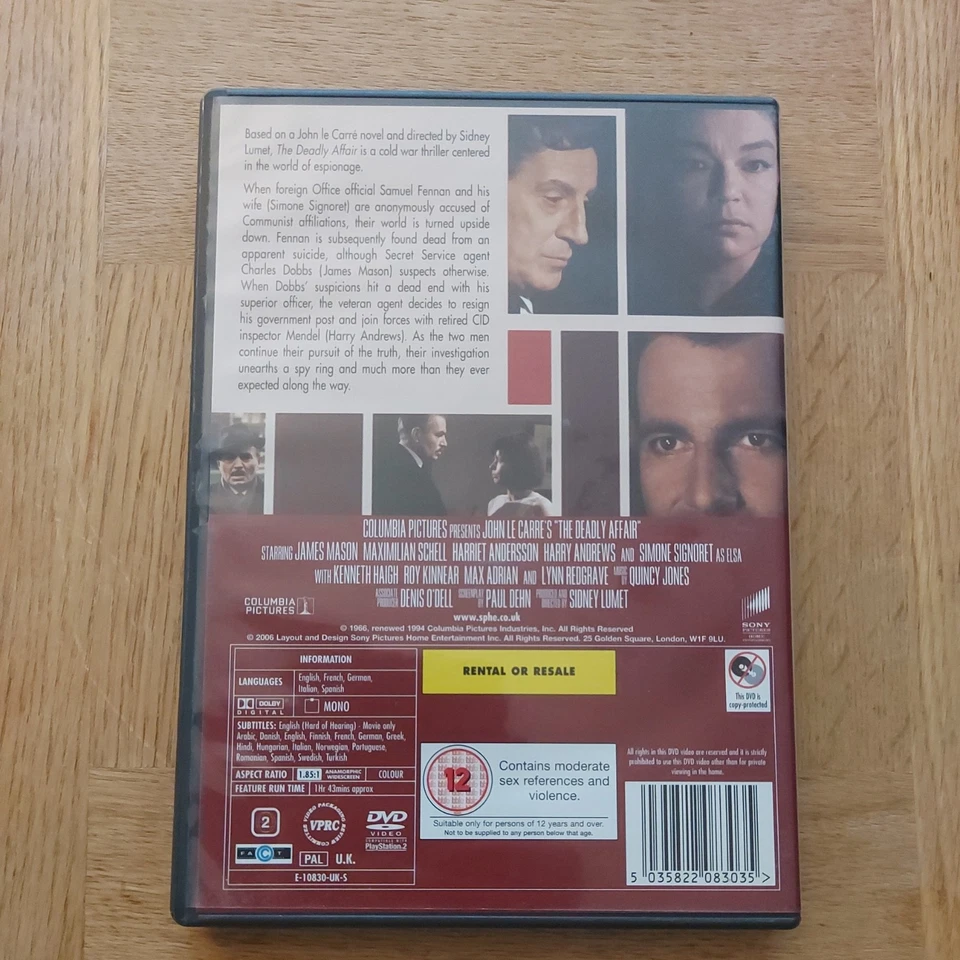 The Deadly Affair (DVD, 2006) Region 2 - Image 2 of 3