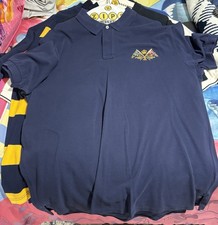 Vintage Ralph Lauren Polo Shirt Mens XL Blue Yacht Crest Flags Crown Big Print