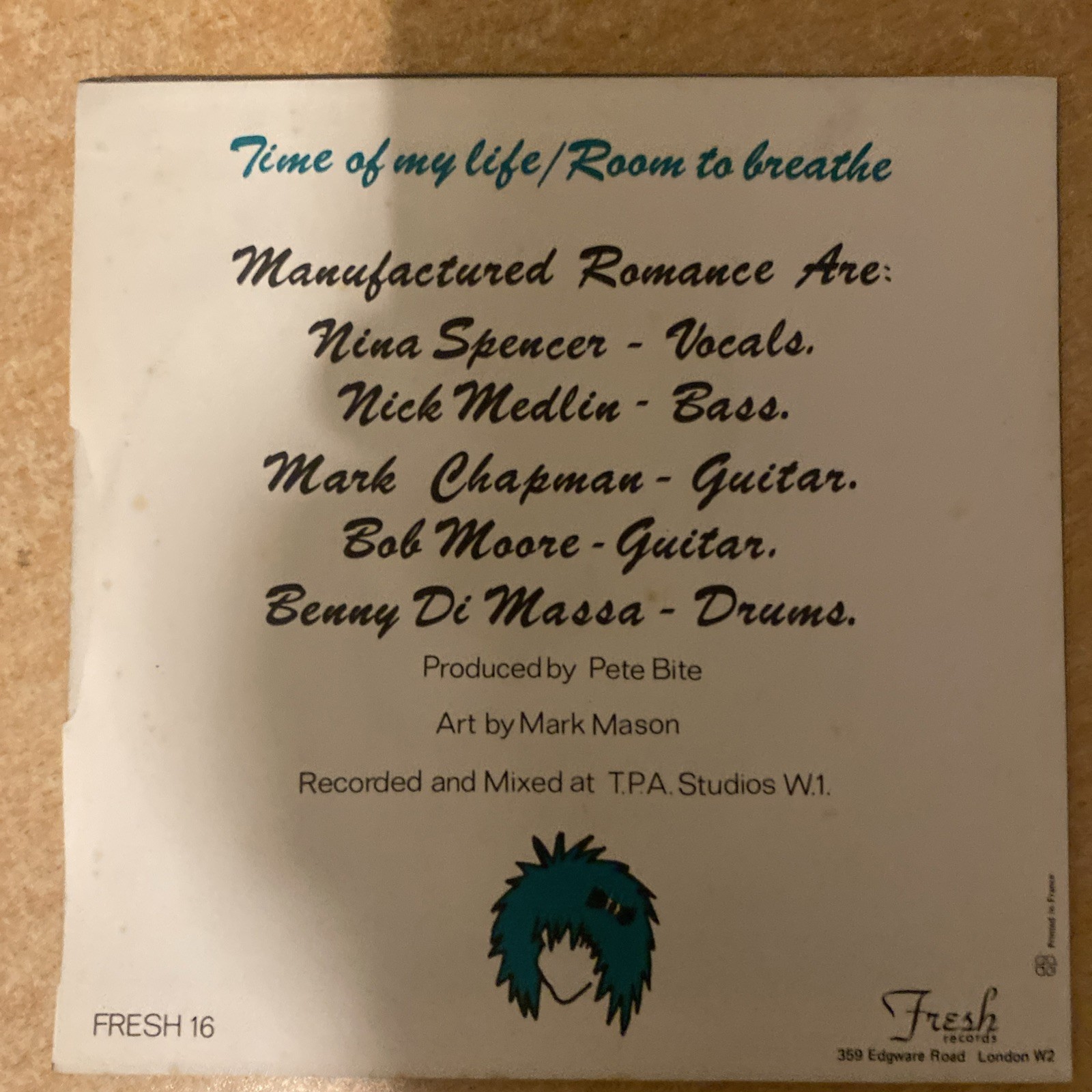 Manufactured Romance - The Time Of My Life (7", Single)  New Wave - Post Punk