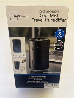 Mainstays Portable Evaporative Humidifier Cordless Desktop Travel Rechargeable 