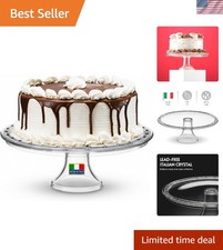 Timeless Crystal Cake Stand - 13'' Round Serving Dish for Desserts and Fruit