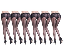 6PCS Women Sexy Hot Black Beileise Pantyhose Lace Stocking Sheer Socks
