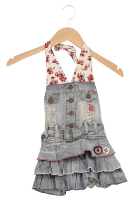 CARBONE Kinder Freizeitkleid Gr. 92 Blau Denim Blumenmuster Casual