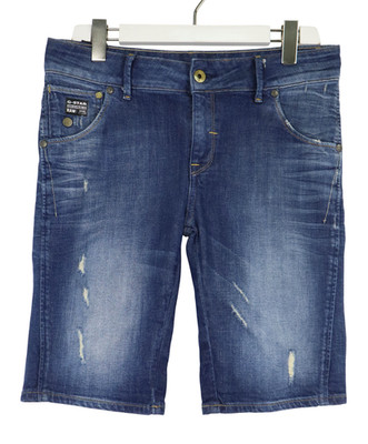 G-STAR Arc Long Short Shorts Women's W26 Faded Distressed Stretch Denim