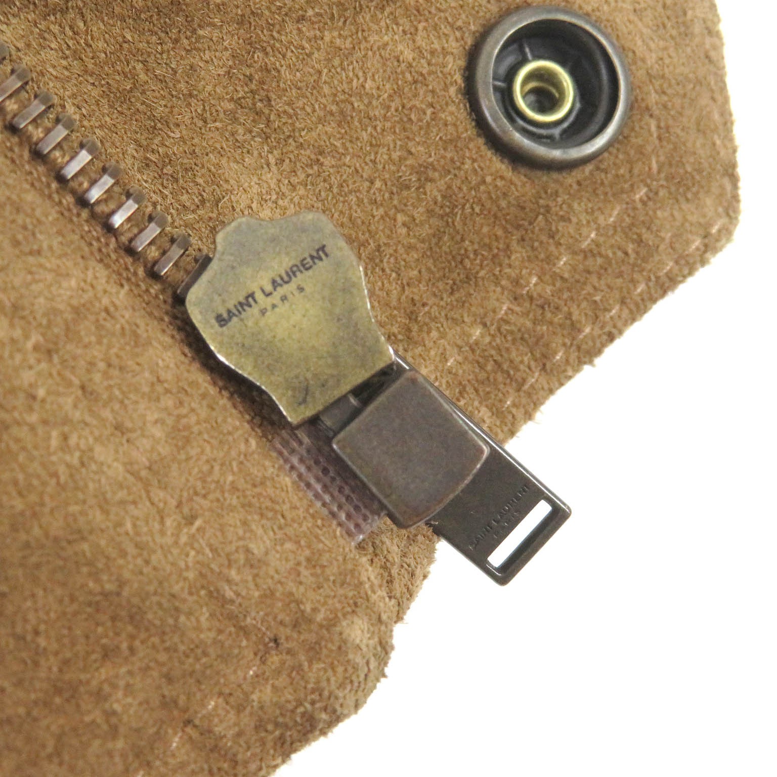 Giacca bomber Saint Laurent Paris pelle di pecora scamosciata marrone taglia 46 