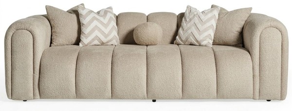 3-Sitzer Sofa Beige Stoffbezug Wohnzimmer Modern GeräUmig-image