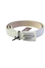 Tardini Mens American Alligator Silver-Toned Frame Buckle Belt White Size 40