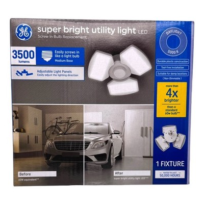 GE Super Bright Utility Light LEDs 3 Panel 3500 Lumen Daylight 5000K Medium Base