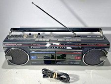 JVC RC-W40J Black Radio Double Cassette Recorder 2 Speed Dubbing Boombox W/mic